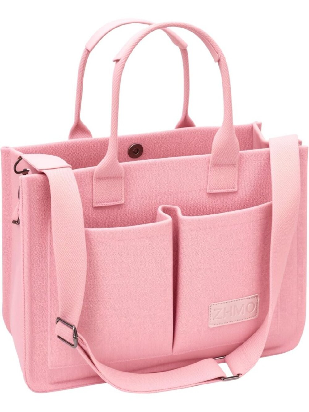 Women's Pink With Compartments Canvas Tote Large Handbags Crossbody Bags